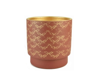 Obal na květináč keramický LUSO, pr.24x22cm, červená|DARK RED GOLD|Ego Dekor