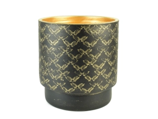 Obal na květináč keramický LUSO, pr.28x26cm, černá|BLACK W/GOLD|Ego Dekor